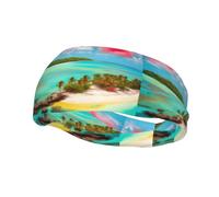 Phayah Bandeau de sport avec motif paysage des Caraïbes - Pour homme et femme - Pour la course à pied, le cyclisme, le yoga, le fitness, l'entraînement