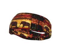 PHAYAH Bandeau de sport élastique à motif éléphant africain pour course à pied, yoga, basket-ball