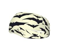 Phayah Bandeau de sport noir avec motif de colonie de chauve-souris pour homme et femme - Pour la course à pied, le cyclisme, le yoga, la gym, l'entraînement