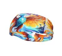 Phayah Bandeau élastique pour femme et homme avec motif phénix jaune dégradé pour yoga, course à pied, évacuation de la transpiration
