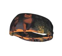 Phayah Bandeau élastique pour femme et homme Motif chat Out Of The Shadows Pour yoga, course à pied, évacuation de la transpiration