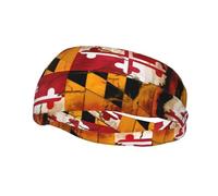 Phayah Bandeaux absorbants en bois vintage avec motif drapeau du Maryland pour le basket-ball, le football, le cyclisme, la course à pied, le yoga