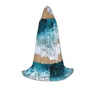 PHAYAH Beau poncho à capuche unisexe avec motif vagues de l'océan pour cosplay, Halloween, fête, bal masqué, taille L