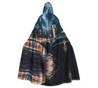 PHAYAH Big Ben Angleterre Motif Halloween Sorcière Sorcière Cape à Capuche Noël Sweat à Capuche Cosplay Mascarade Party Dress Cadeau Costume