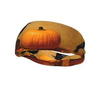 Phayah Blackbird Bandeau élastique anti-transpiration pour femme et homme Motif citrouille Pour yoga, course à pied