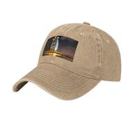 PHAYAH Burj Al Arab Hotel Pattern Cowboy Cartoon Baseball Hat Trucker pour Hommes Femmes Rétro Denim Chapeaux Baseball Cap Dad Noir, naturel, Taille unique