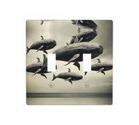 Phayah Cache-plaque murale décorative motif baleine dans l'air - Prise de courant double - 11,4 x 11,4 cm