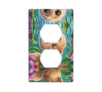Phayah Cache-prises décoratifs avec motif ours aux gros yeux - Plaque d'interrupteur double