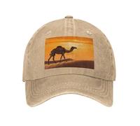 PHAYAH Camel in The Dusk Pattern Chapeau de cowboy unisexe adulte en coton à bord incurvé Casquette de baseball Sport Denim Chapeau de soleil Noir, naturel, taille unique