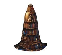 PHAYAH Cape à capuche avec motif de librairie magique pour Halloween, sorcière, sorcière, Noël, cosplay, bal masqué, fête, cadeau, taille L