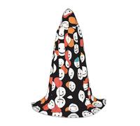 PHAYAH Cape à capuche avec motif dégradé de sourire pour adulte, robe d'Halloween pour homme et femme, costume de cosplay, noir, taille L