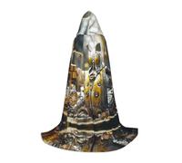 PHAYAH Cape à capuche avec motif papillon mécanique pour Halloween, sorcière, sorcière, Noël, cosplay, bal masqué, fête, cadeau, taille S