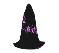 PHAYAH Cape à capuche avec motif papillon violet pour adulte, robe d'Halloween pour femme et homme, déguisement de fête, cosplay, taille S