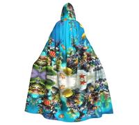 PHAYAH Cape à capuche avec motif poisson tropical pour adulte - Cape pour femme et homme - Déguisement d'Halloween pour fête et cosplay