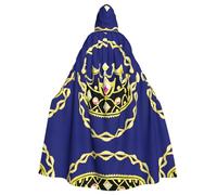 PHAYAH Cape à capuche fantaisie avec motif diadème - Costume d'Halloween pour cosplay, bal masqué, femme et homme