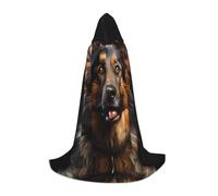 PHAYAH Cape à capuche motif berger allemand pour adulte, robe d'Halloween pour homme et femme, costume de cosplay, noir, taille M