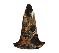 PHAYAH Cape à capuche motif citadelle, cape de sorcière, costumes d'Halloween pour cosplay, bal masqué pour femmes et hommes, taille S