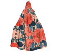 PHAYAH Cape à capuche motif dahlia fleuri - Cape de sorcière - Costume d'Halloween pour cosplay, bal masqué - Pour femme et homme