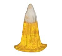 PHAYAH Cape à capuche motif mousse de bière pour adulte, robe d'Halloween pour femme et homme, déguisement de fête, cosplay, taille S