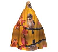 PHAYAH Cape à capuche neutre pour adulte Motif petite chouette Pour bal masqué Cosplay Halloween Sorcière Fête de Noël