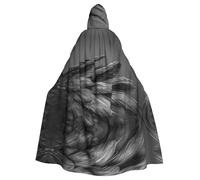 PHAYAH Cape à capuche noire avec motif panda à plumes pour Halloween, sorcière, sorcière, Noël, cosplay, bal masqué, fête, cadeau