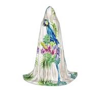 PHAYAH Cape à capuche pour adulte Halloween sorcière sorcellerie cape | Poncho à capuche avec motif perroquet bleu à fleurs pour bal masqué, cosplay, sorcière, fête de Noël