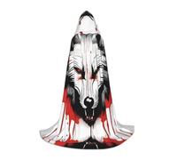 PHAYAH Cape à capuche pour adulte Halloween sorcière sorcellerie cape | Poncho à capuche avec motif tête de loup rouge sang pour bal masqué, cosplay, sorcière, fête de Noël
