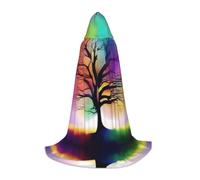 PHAYAH Cape à capuche pour adulte Halloween sorcière sorcellerie cape | Poncho à capuche coloré avec motif d'arbre éthéré pour bal masqué, cosplay, sorcière, fête de Noël