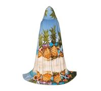 PHAYAH Cape à capuche pour adulte Halloween sorcière sorcellerie cape | Poncho à capuche motif ananas fruits lunettes de soleil sable plage pour bal masqué cosplay sorcière fête de Noël