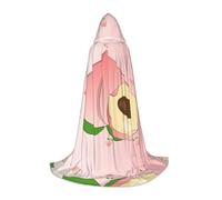 PHAYAH Cape à capuche pour adulte Halloween sorcière sorcellerie cape | Poncho à capuche motif pêche de dessin animé pour bal masqué, cosplay, sorcière, robe de fête de Noël