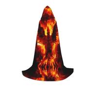 PHAYAH Cape à capuche pour adulte Halloween sorcière sorcellerie cape | Poncho à capuche motif phénix flamboyant pour bal masqué, cosplay, sorcière, robe de fête de Noël