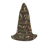 PHAYAH Cape à capuche pour adulte Halloween sorcière sorcellerie cape | Poncho à capuche style leurre de pêche pour bal masqué, cosplay, sorcière, robe de fête de Noël