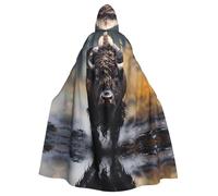 PHAYAH Cape à capuche pour adulte motif bison d'Amérique du Nord pour bal masqué, cosplay, Halloween, sorcière, fête de Noël