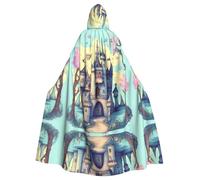 PHAYAH Cape à capuche pour adulte motif château de conte de fées pour bal masqué, cosplay, Halloween, sorcière, fête de Noël