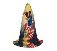 PHAYAH Cape à capuche pour adulte motif drapeau américain des États-Unis aigle art pour Halloween, déguisement de fête et de cosplay, taille M