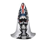 PHAYAH Cape à capuche sorcière Halloween costume sorcellerie cape | Cape à motif crâne américain pour cosplay, bal masqué, danse et congrès