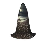 PHAYAH Cape à capuche sorcière Halloween costume sorcellerie cape | Cape à motif de lune pour cosplay, bal masqué, bal masqué, danse, congrès