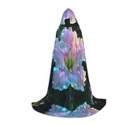 PHAYAH Cape à capuche sorcière Halloween costume sorcellerie cape | Cape à motif de lys blancs pour cosplay, bal masqué, bal masqué, danse et congrès