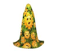 PHAYAH Cape à capuche sorcière Halloween costume sorcellerie cape | Cape à motif de tournesols pour cosplay, bal masqué, bal masqué, danse et congrès