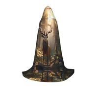 PHAYAH Cape à capuche sorcière Halloween costume sorcellerie cape | Cape à motif d'élan roi pour cosplay, bal masqué pour femmes et hommes, robe de danse, comic convention