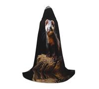 PHAYAH Cape à capuche sorcière Halloween costume sorcellerie cape | Cape à motif suricates pour cosplay, bal masqué, danse et congrès