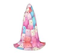 PHAYAH Cape à capuche sorcière Halloween costume sorcellerie cape | Cape de guimauve à motif cube pour cosplay, bal masqué, bal masqué, danse et congrès