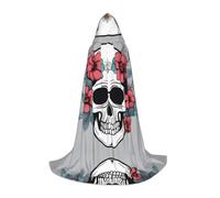 PHAYAH Cape à capuche sorcière Halloween costume sorcellerie cape | Cape décorée de fleurs avec motif tête de mort - Costume de cosplay - Pour femme et homme - Robe de danse - Convention