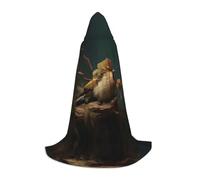 PHAYAH Cape à capuche sorcière Halloween costume sorcellerie cape | Jolie cape à motif d'oiseau perché pour cosplay, bal masqué, danse et congrès