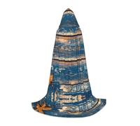 PHAYAH Cape de sorcière d'Halloween avec capuche de Noël | Ancienne cape d'été en bois avec motif étoile de mer pour cosplay, bal masqué, fête, cadeau, danse, comique, convention