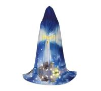 Phayah Cape de sorcière d'Halloween avec capuche de Noël | Cape à motif de phare aquarelle fantaisie pour cosplay, bal masqué, fête, cadeau, danse, comique, convention