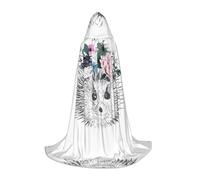 Phayah Cape de sorcière d'Halloween avec capuche de Noël | Cape à motif hérisson dans une couronne florale pour cosplay, bal masqué, fête, cadeau, danse, comique, convention