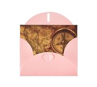 PHAYAH Cartes de vœux vierges avec enveloppes 10,2 x 15,2 cm Motif de navigation La Loi de la boussole - Pour Noël, vacances, anniversaire, remise de diplôme, anniversaire de mariage - Rose