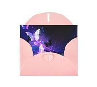PHAYAH Cartes de vœux vierges avec enveloppes 10,2 x 15,2 cm - Motif papillon lumineux - Pour Noël, vacances, anniversaire, remise de diplôme, anniversaire de mariage - Rose