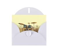 PHAYAH Cartes de vœux vierges avec enveloppes 10,2 x 15,2 cm - Motif tambour musical dans le champ - Cartes de remerciement pour Noël, vacances, anniversaire, remise de diplôme, anniversaire de